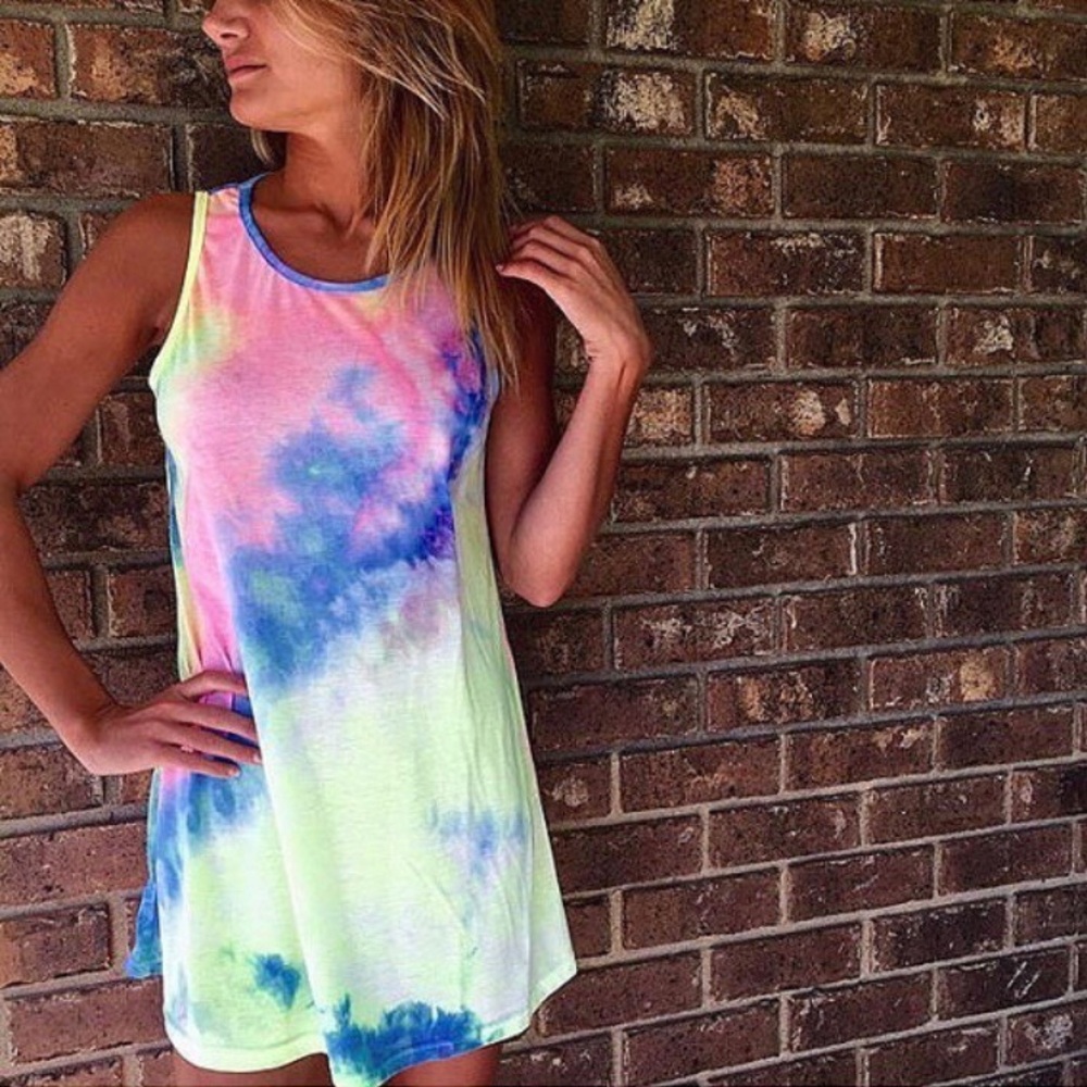 Boho Tie Dye Dress sz S M